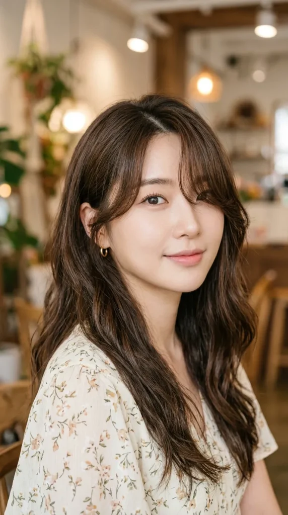 Korean Curtain Bangs with Side Part