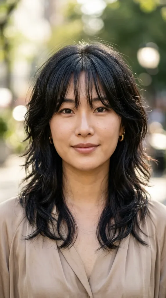 Korean Curtain Bangs with Soft Wolf Layers