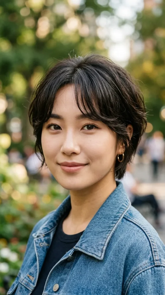 Korean Curtain Bangs with a Bixie Cut