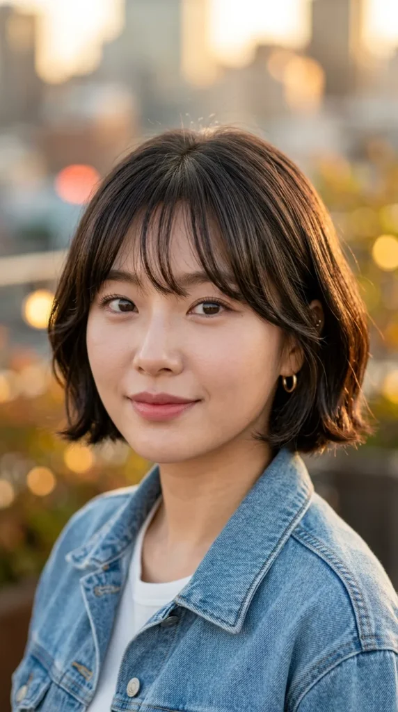 Korean Curtain Bangs with a French Bob