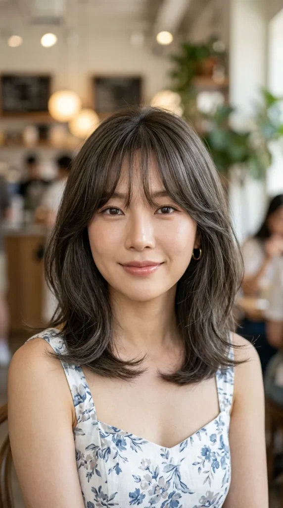 Korean Curtain Bangs with a Lob