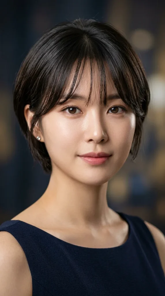 Korean Curtain Bangs with a Pixie Bob