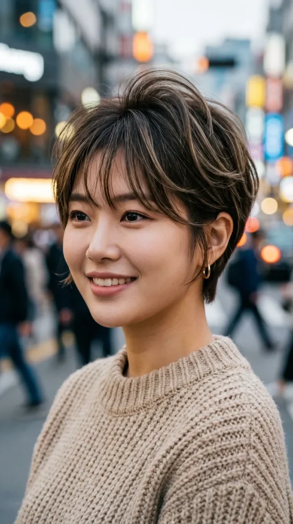 Korean Pixie for Round Faces