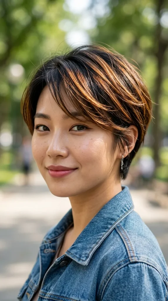 Korean Pixie with Caramel Accents
