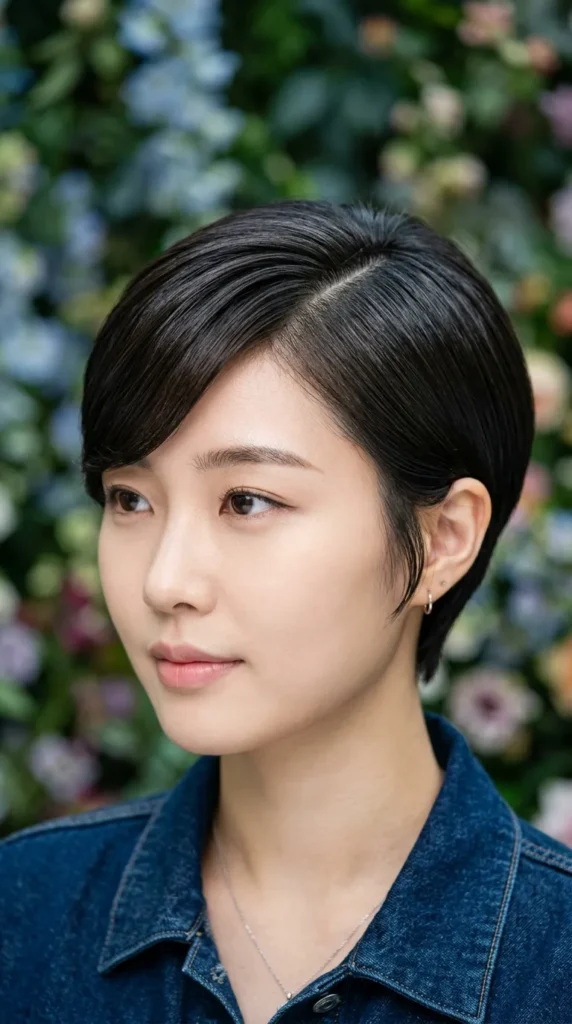 Korean Pixie with Elegant Side Part