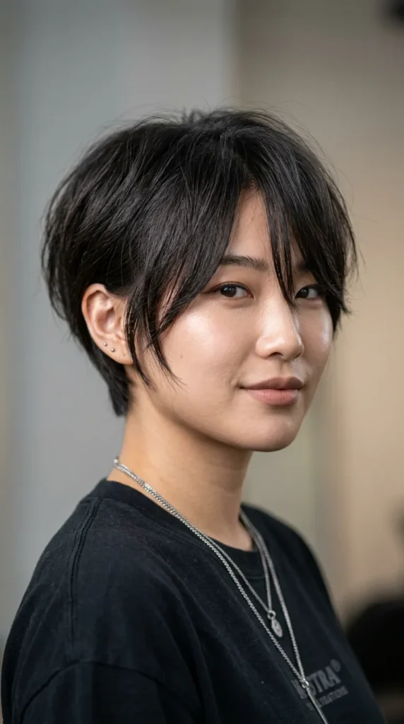 Korean Pixie with Long Fringe