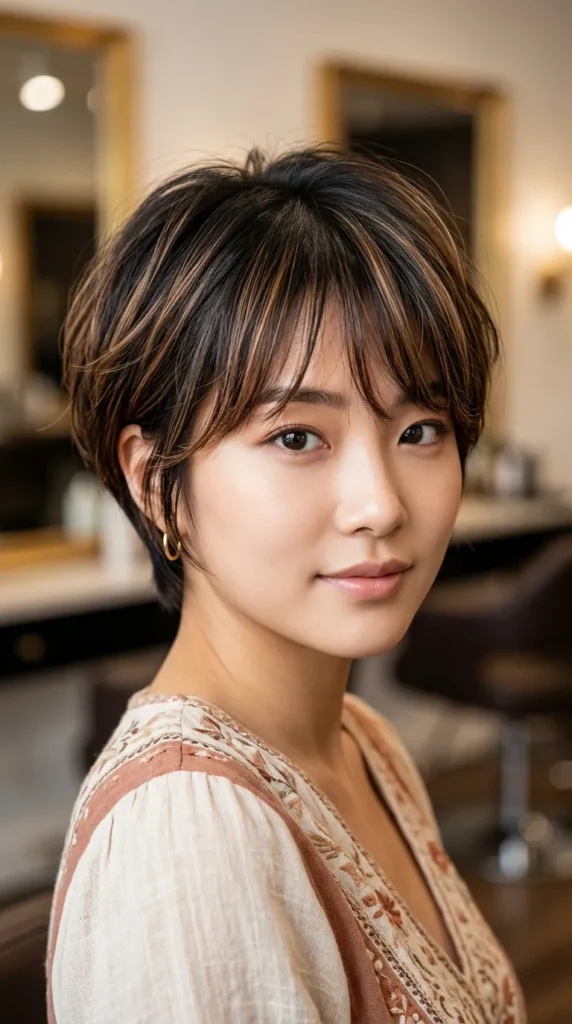 Korean Pixie with Soft Highlights