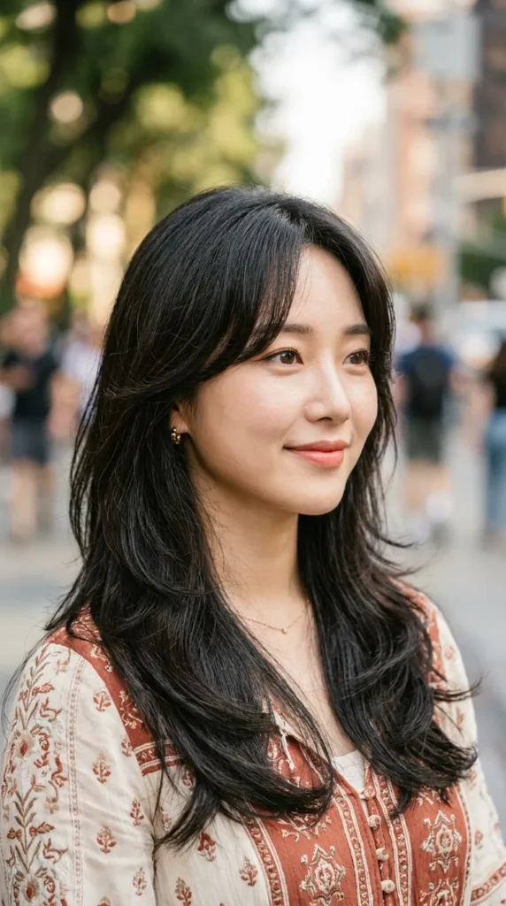 Korean Side Bang Layered Hair