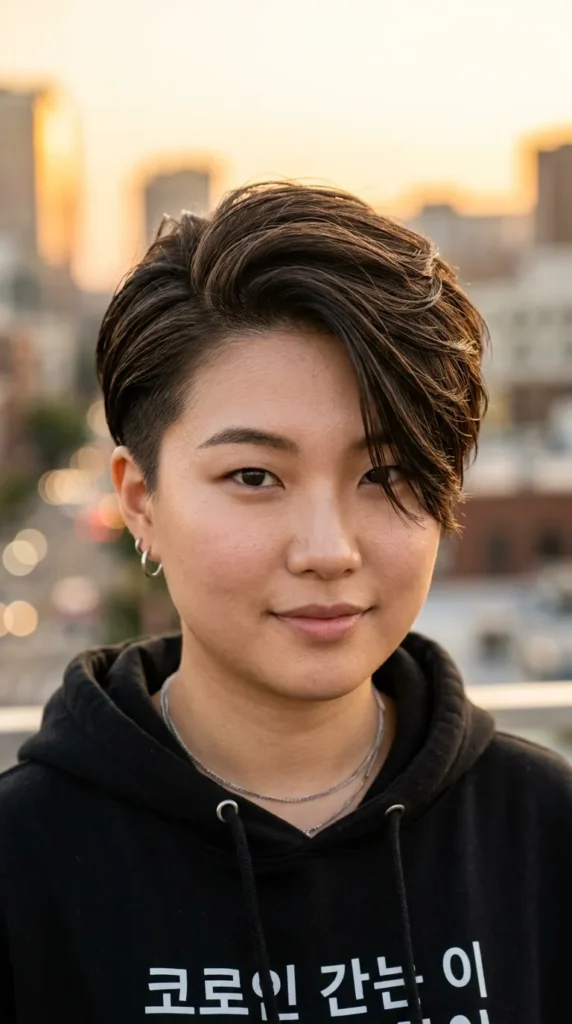 Korean Side-Swept Pixie Haircut