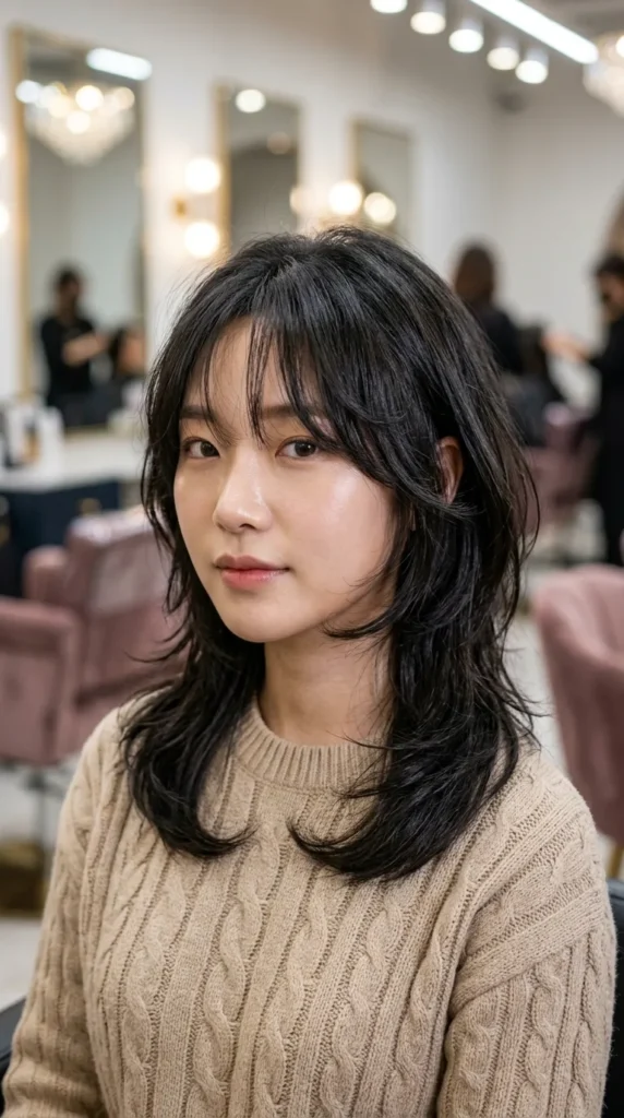 Korean Wolf Cut for Heart-Shaped Faces