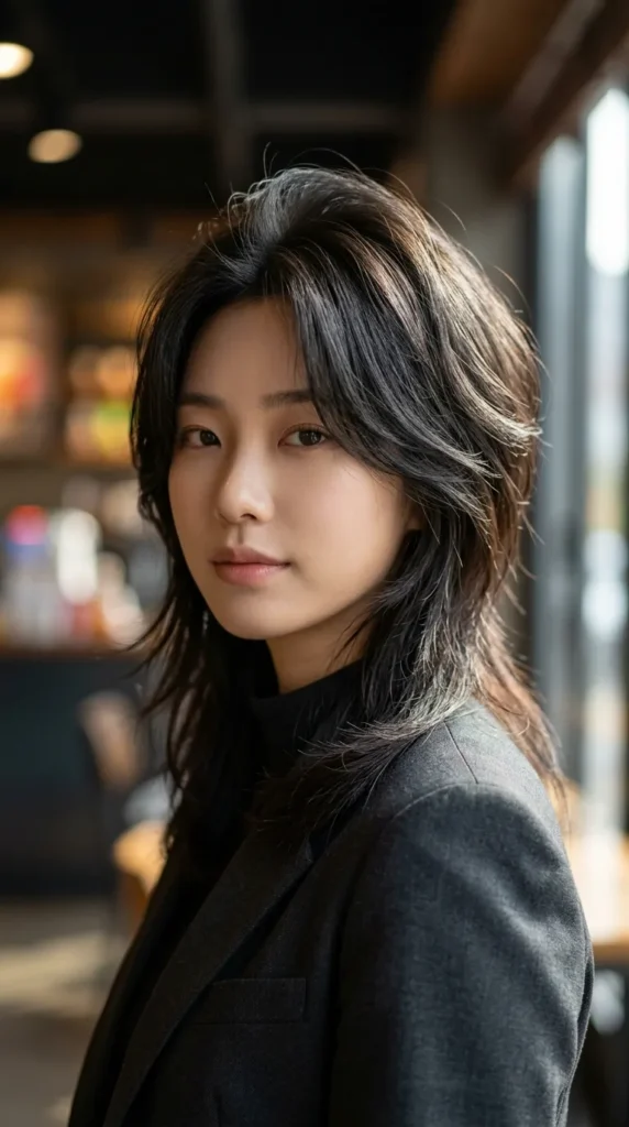 Korean Wolf Cut with Crown Volume