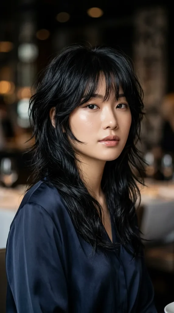 Korean Wolf Cut with Natural Black Hair