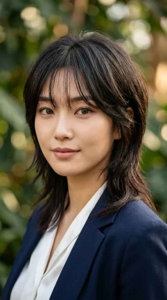 Korean Wolf Cut with Wispy Bangs