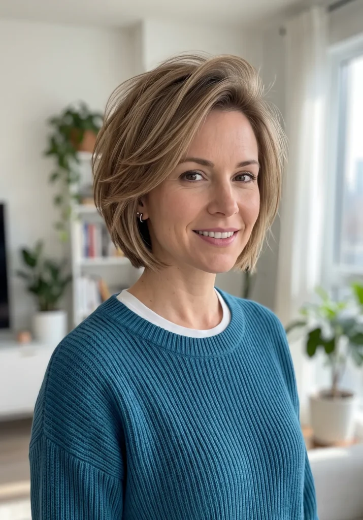 Layered Bob for Thin Hair with Crown Volume