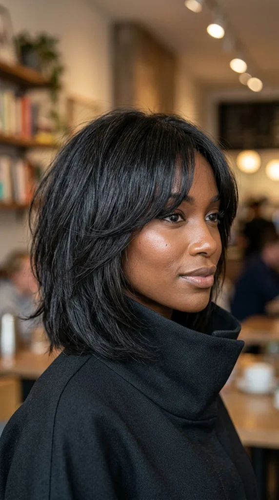 Layered Bob for Thin Hair with Curtain Fringe