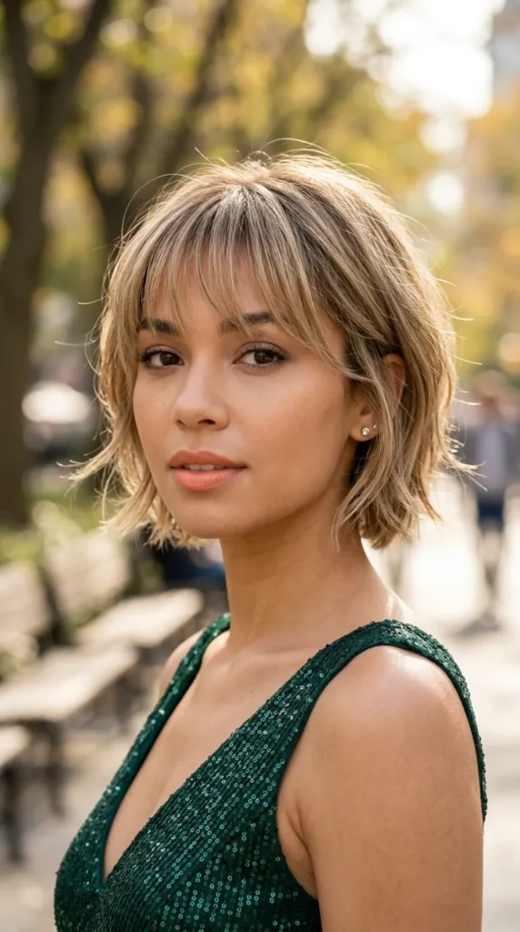 Layered Bob for Thin Hair with Feathered Bangs