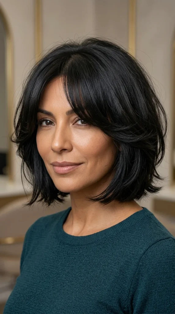 Layered Bob with Curtain Bangs