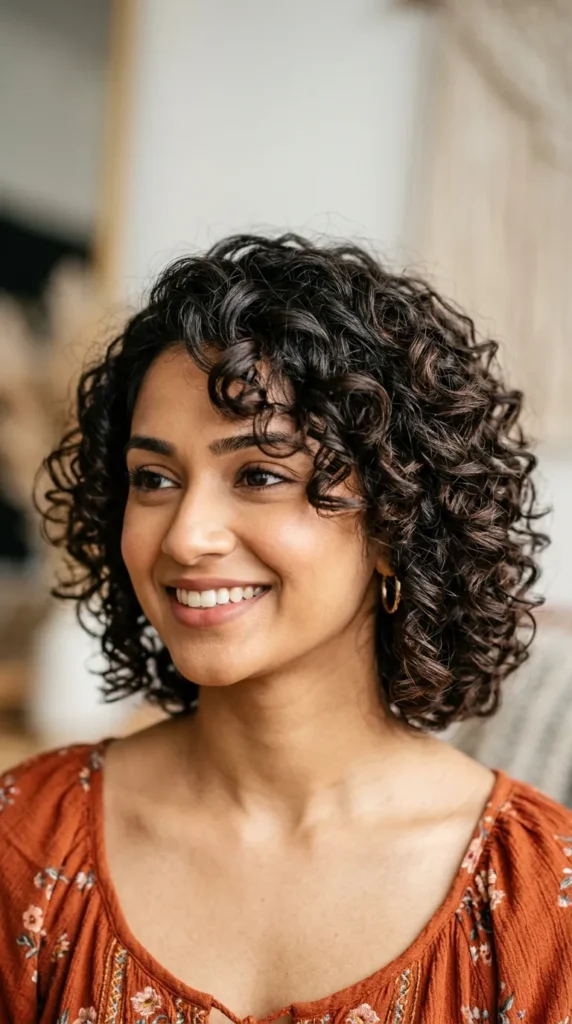 Layered Curly Bob for Extra Bounce