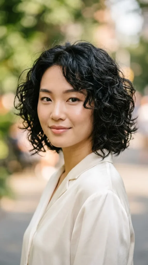 Layered Curly Bob for Fine Hair