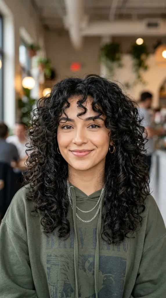 Layered Curly Hair with Airy Volume