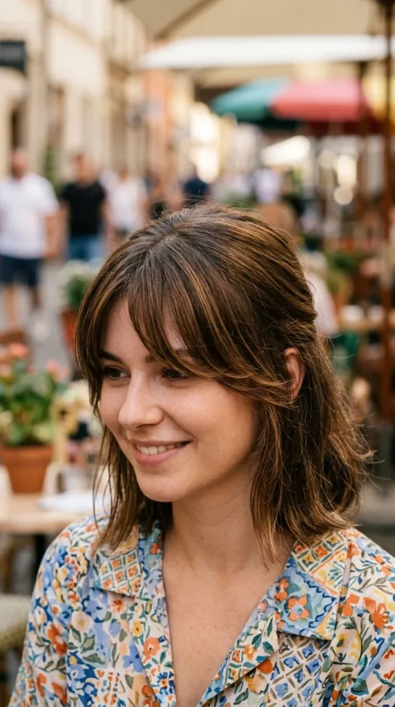 Layered Curtain Bangs for Oval Face