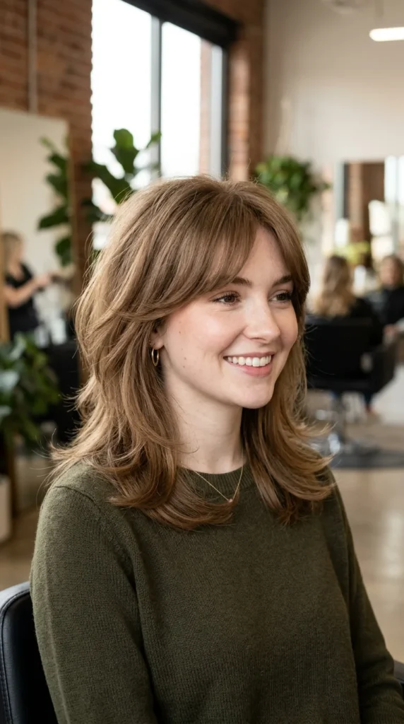 Layered Hair for Thin Hair with Curtain Bangs