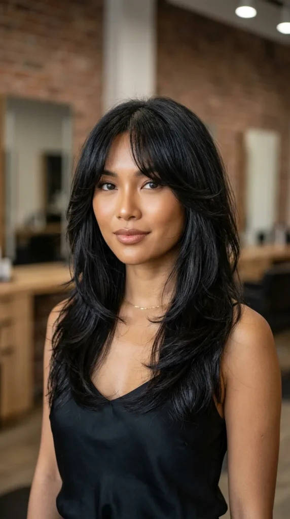 Layered Hair with Soft Feathering Around the Face