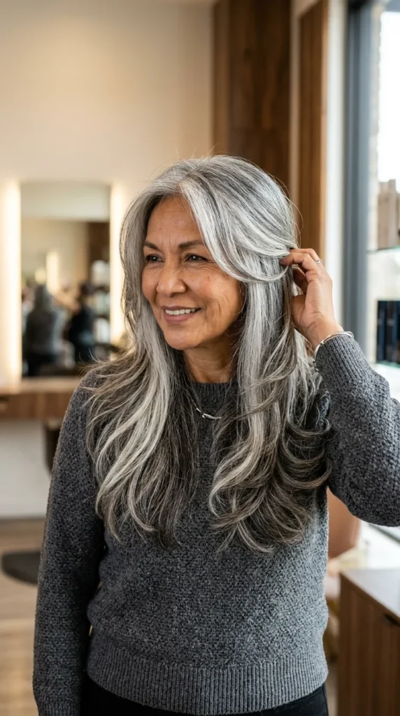 Layered Hairstyle for Salt-and-Pepper Hair