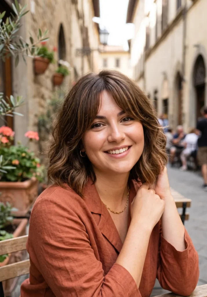 Layered Italian Bob with Curtain Bangs