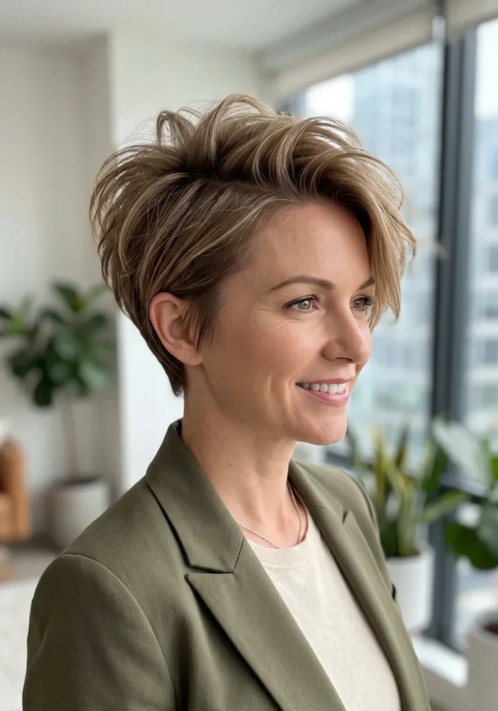 Layered Pixie for Thin Hair with Lifted Crown
