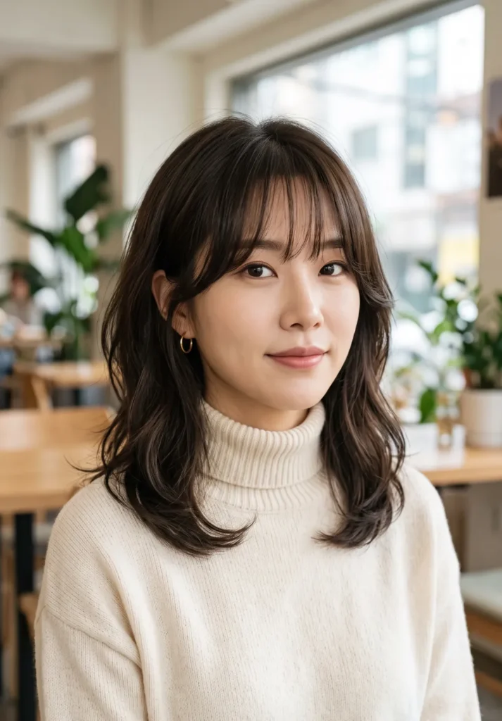 Layered Thin Hair with Bottleneck Bangs