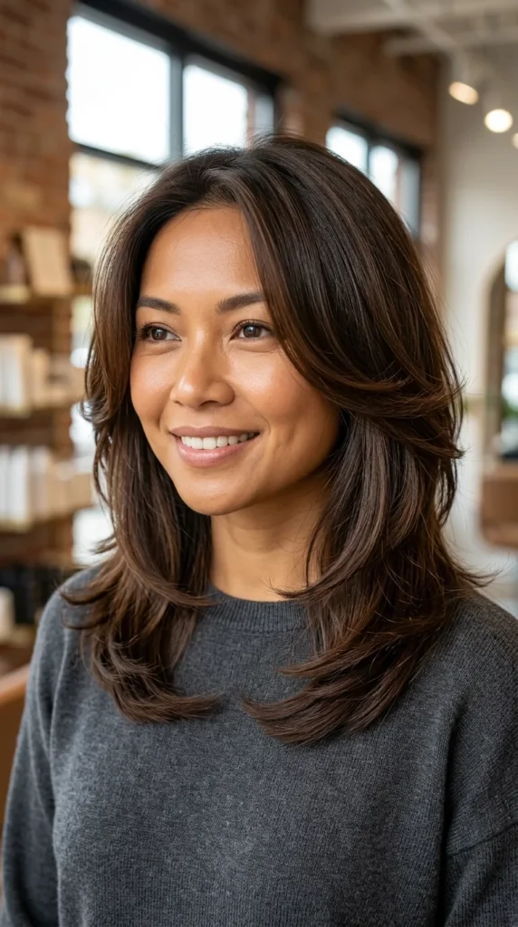 Layered V Haircut with Flip Ends
