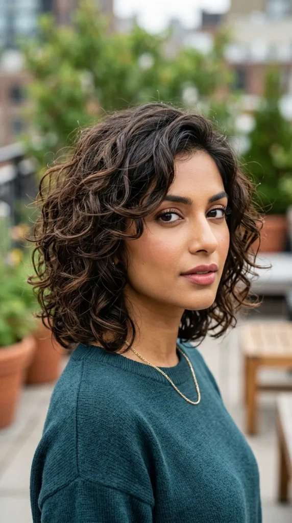 Lightweight Curly Layers for Fine Hair