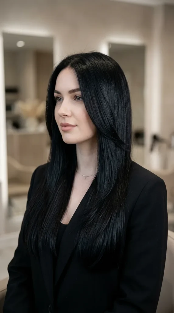 Long Black Hair with Invisible Layers