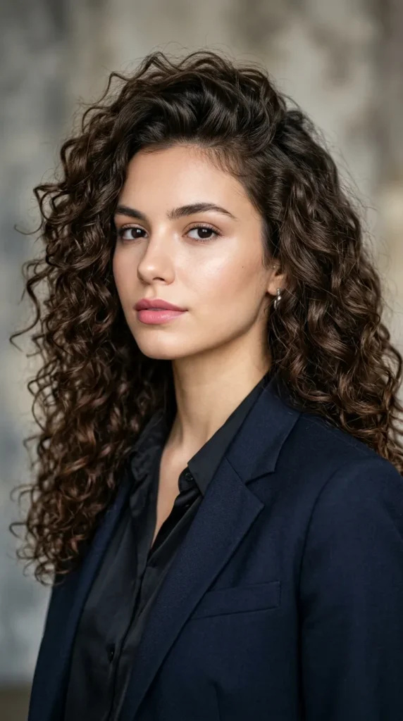 Long Curly Hair with Crown Volume