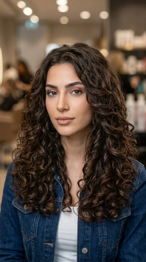 Long Curly Layers for Heart-Shaped Faces