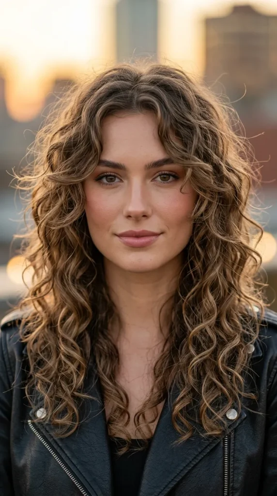 Long Curly Wolf Cut with Face-Framing Pieces
