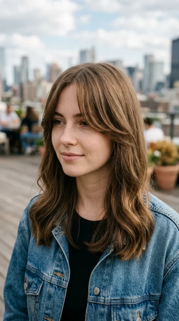 Long Curtain Bangs for Oval Face