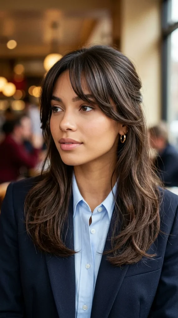 Long Curtain Bangs with Face-Framing Layers
