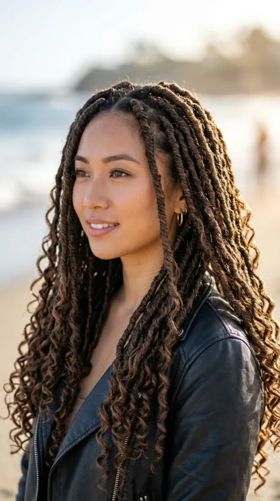 Long Goddess Locs with Curls