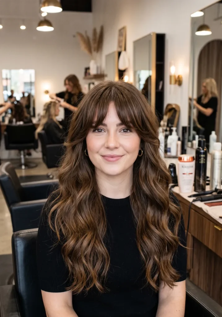 Long Hair with Bottleneck Bangs