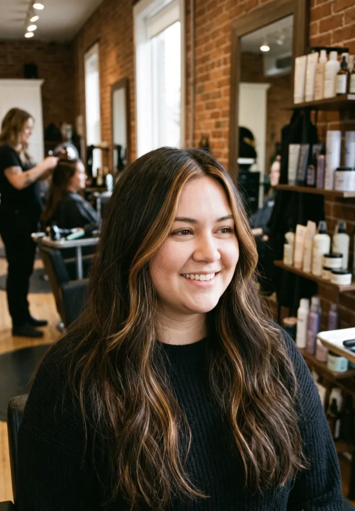 Long Hair with Money Piece Highlights