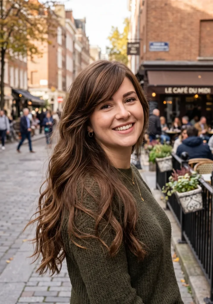 Long Hair with Side-Swept Bangs