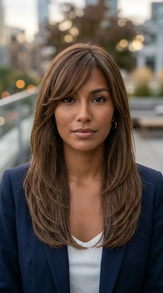 Long Haircut for Thin Hair with Side Bangs