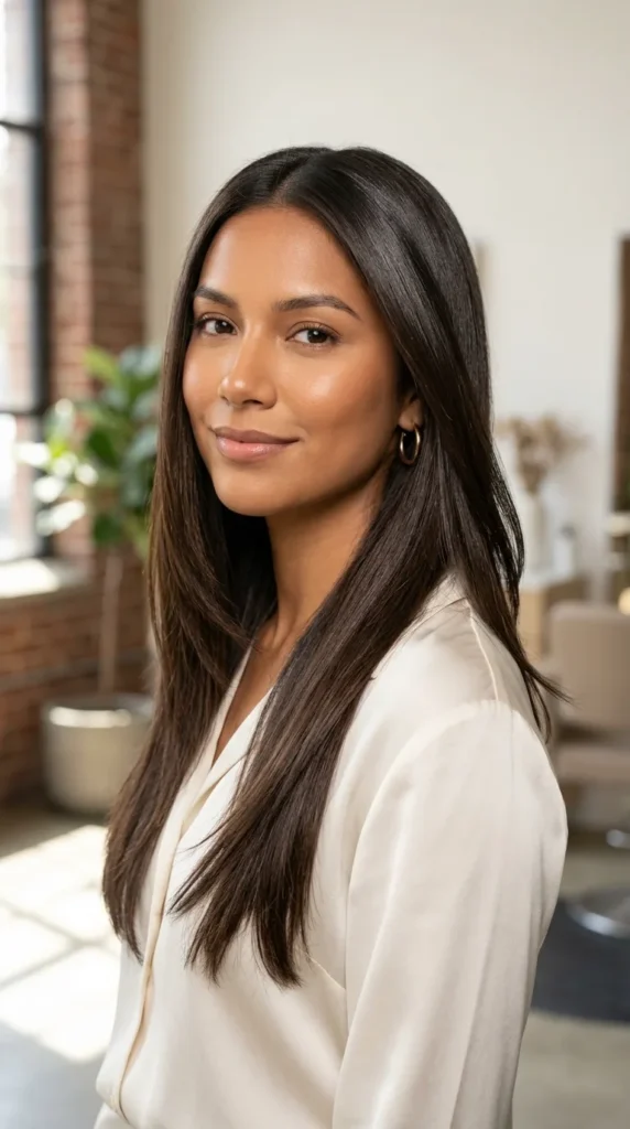 Long Invisible Layers with Glass Hair Finish