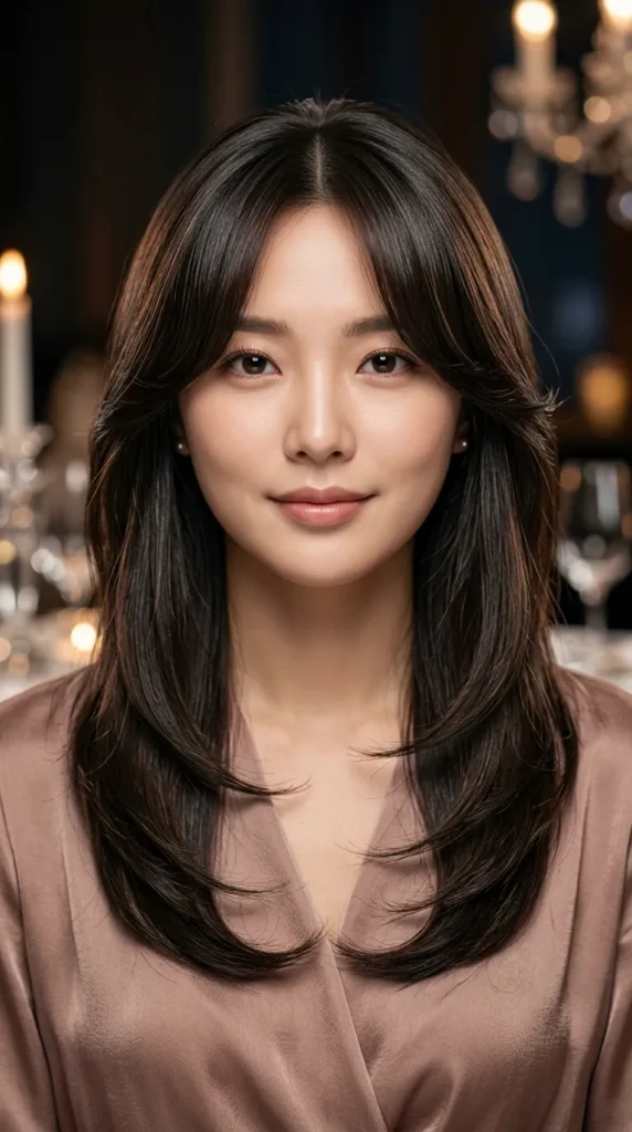 Long Korean Curtain Bangs