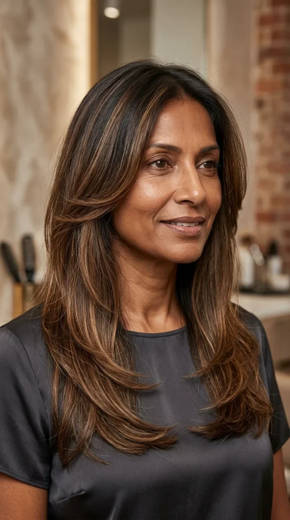 Long Layers with Caramel Balayage