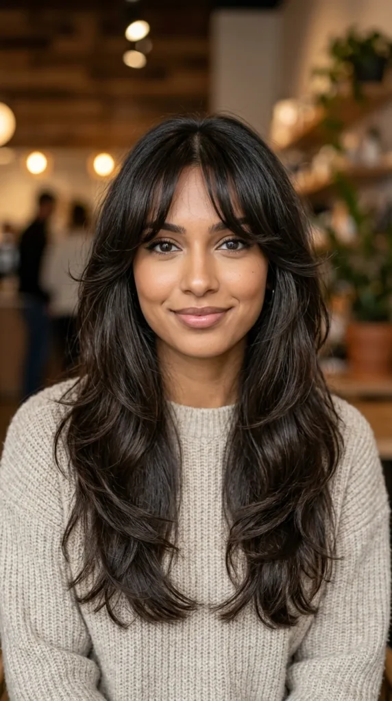 Long Layers with Curtain Bangs