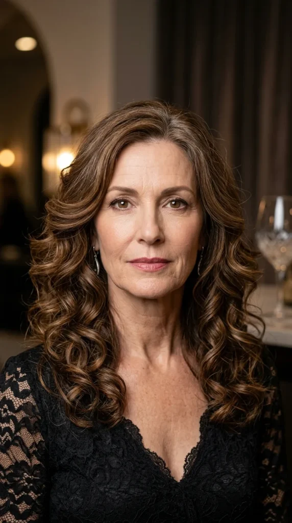 Long Layers with Soft Curls for Formal Looks