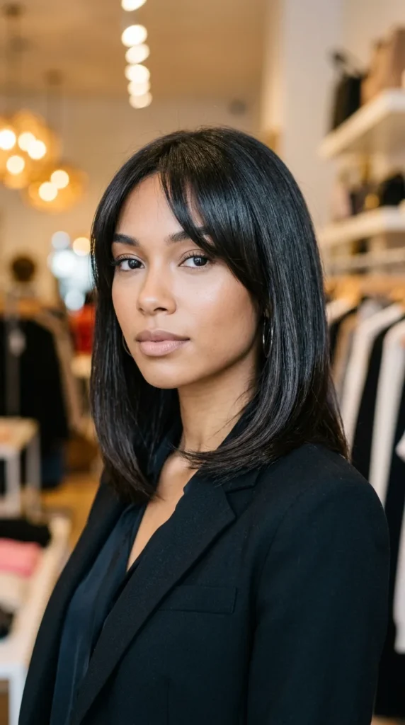 Long Tapered Bangs with a Lob
